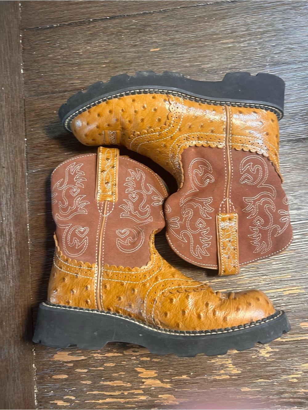 Ariat Fatbaby Ostrich Print sweater Boots size 7.5 - Picture 7 of 15